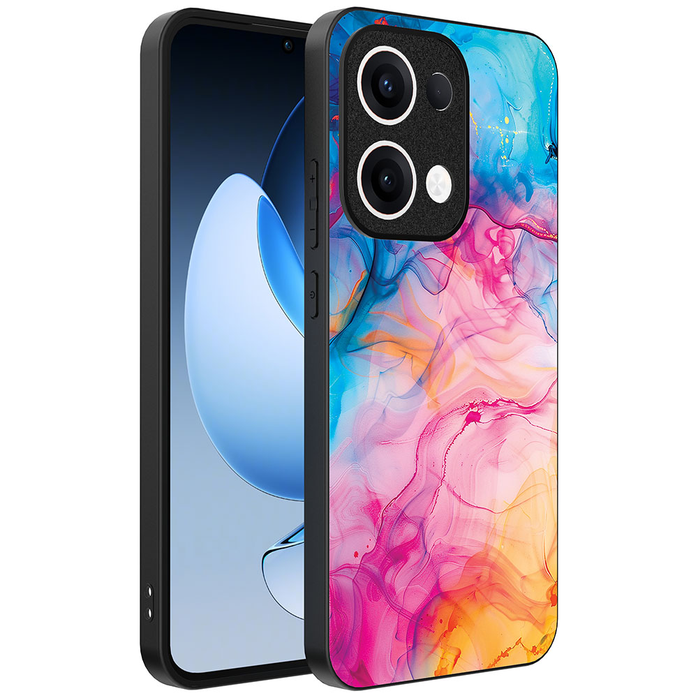 Oppo Reno 13 telefoonhoesje met regenboog acryl marmer opdruk (1)