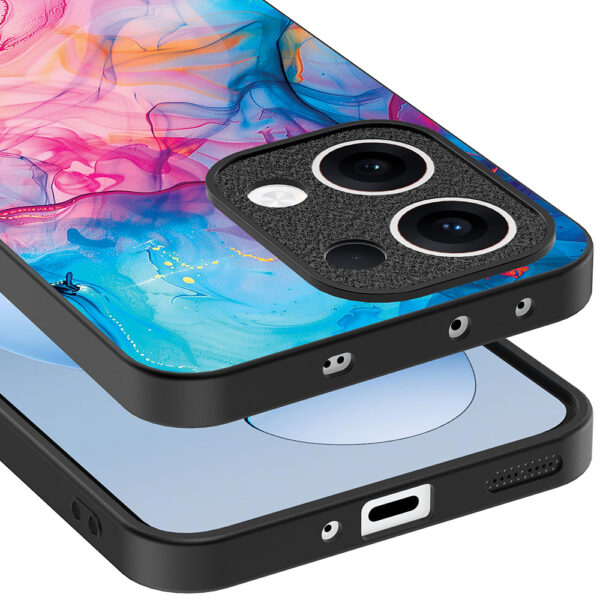 Oppo Reno 13 telefoonhoesje met regenboog acryl marmer opdruk (4)