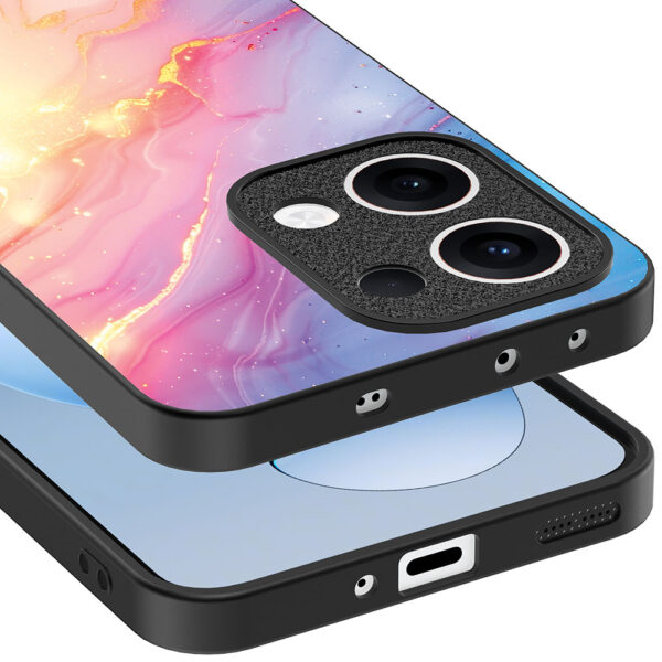 Oppo Reno 13 telefoonhoesje met regenboog glitter marmer opdruk (4)