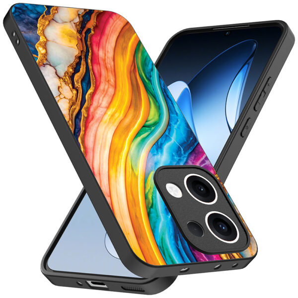 Oppo Reno 13 telefoonhoesje met regenboog goud marmer opdruk (2)