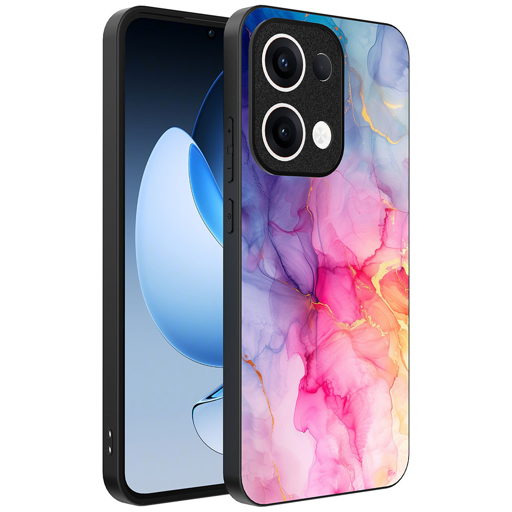 Oppo Reno 13 telefoonhoesje met regenboog marmer opdruk (1)
