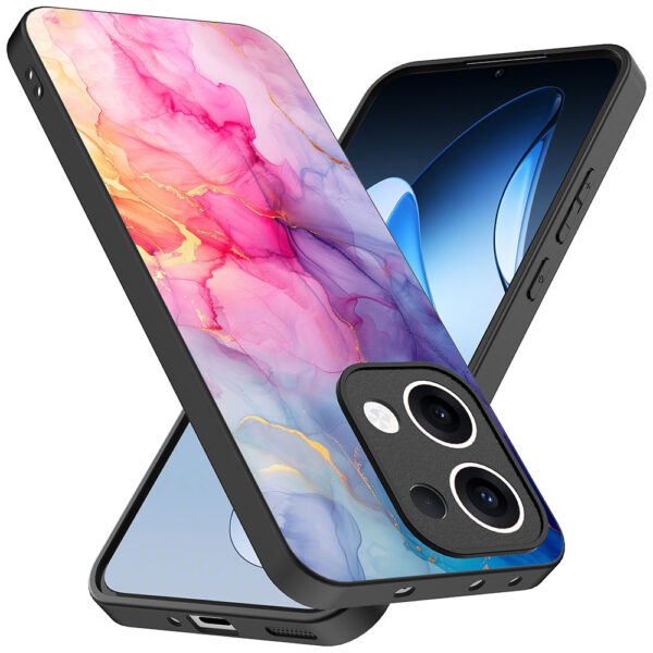 Oppo Reno 13 telefoonhoesje met regenboog marmer opdruk (2)
