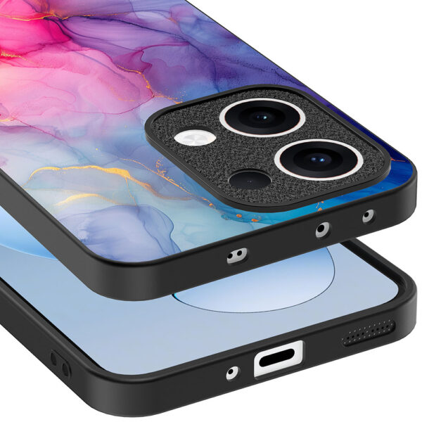 Oppo Reno 13 telefoonhoesje met regenboog marmer opdruk (3)