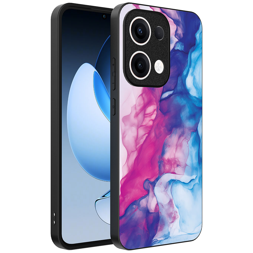 Oppo Reno 13 telefoonhoesje met roze blauw marmer opdruk (1)