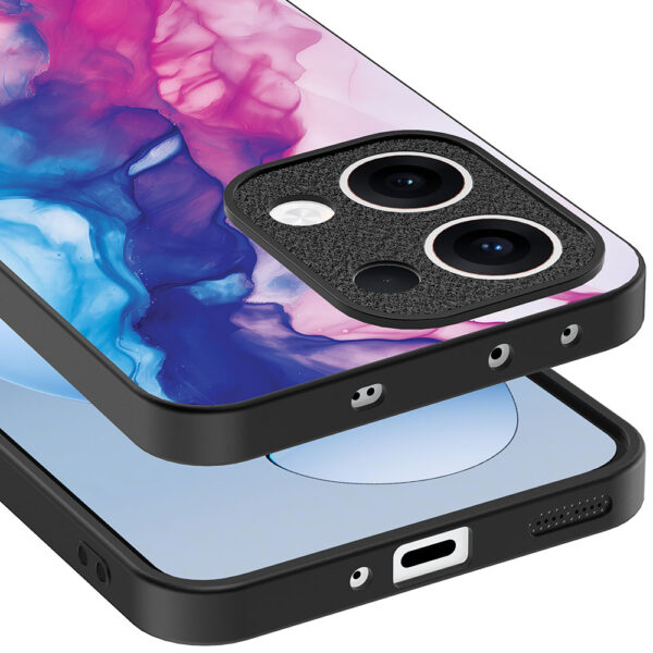 Oppo Reno 13 telefoonhoesje met roze blauw marmer opdruk (3)