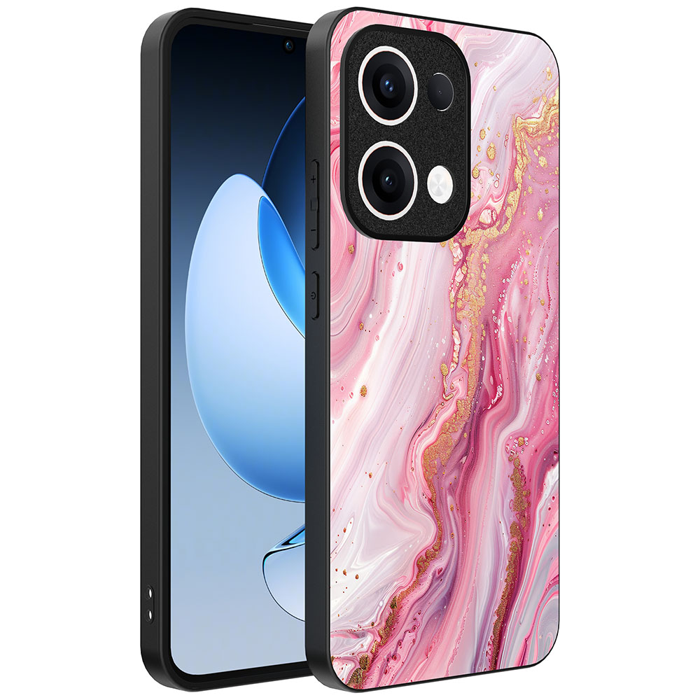 Oppo Reno 13 telefoonhoesje met roze marmer opdruk (1)