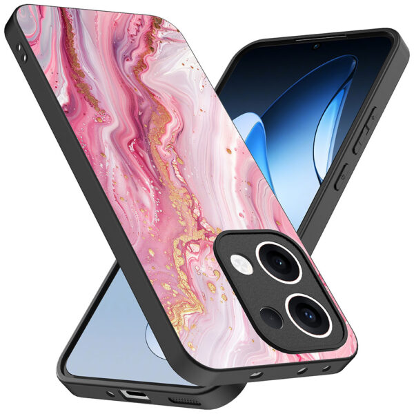Oppo Reno 13 telefoonhoesje met roze marmer opdruk (2)
