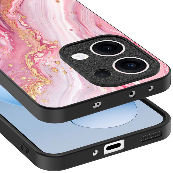 Oppo Reno 13 telefoonhoesje met roze marmer opdruk (4)
