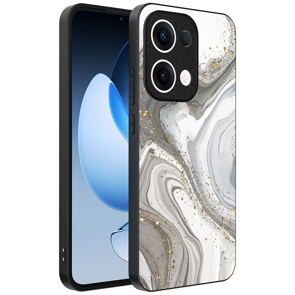 Oppo Reno 13 telefoonhoesje met zilver marmer opdruk (1)