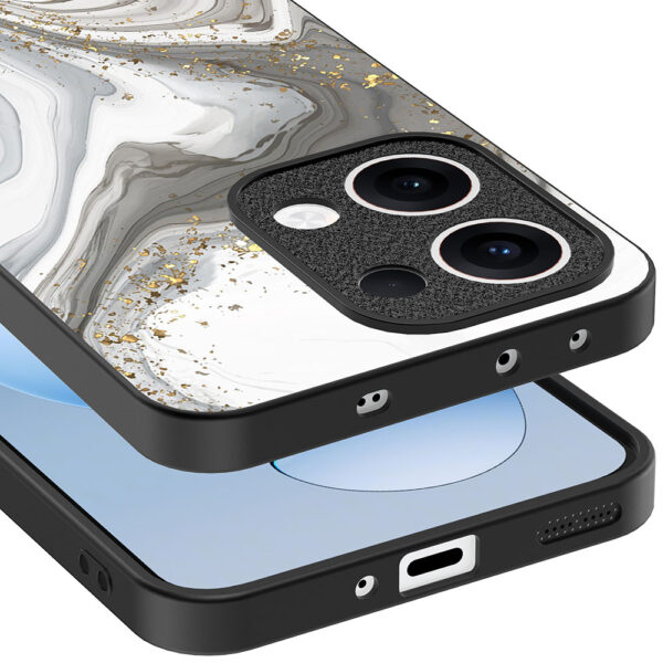 Oppo Reno 13 telefoonhoesje met zilver marmer opdruk (4)