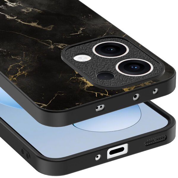Oppo Reno 13 telefoonhoesje met zwart marmer opdruk (4)
