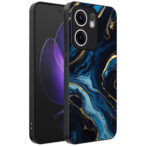 Oppo Reno 13F telefoonhoesje met blauw goud marmer opdruk (1)