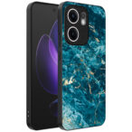 Oppo Reno 13F telefoonhoesje met blauw marmer opdruk (1)