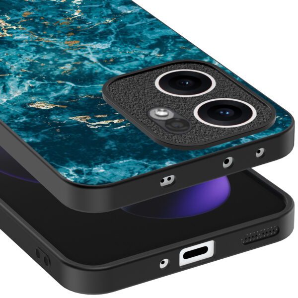 Oppo Reno 13F telefoonhoesje met blauw marmer opdruk (4)