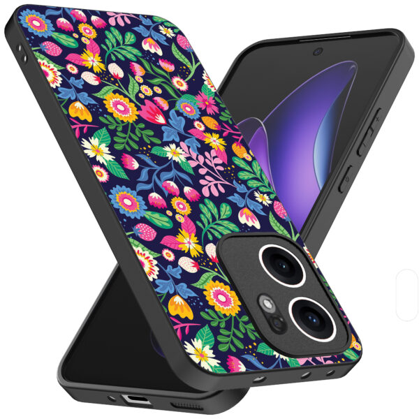 Oppo Reno 13F telefoonhoesje met bloemen opdruk (2)