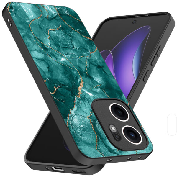 Oppo Reno 13F telefoonhoesje met groen marmer opdruk (2)