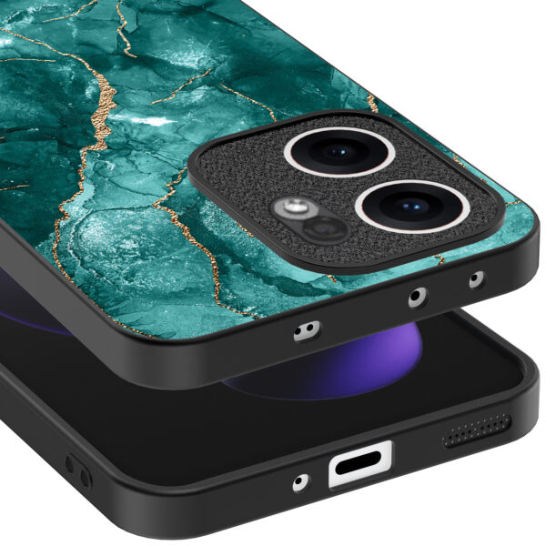 Oppo Reno 13F telefoonhoesje met groen marmer opdruk (4)