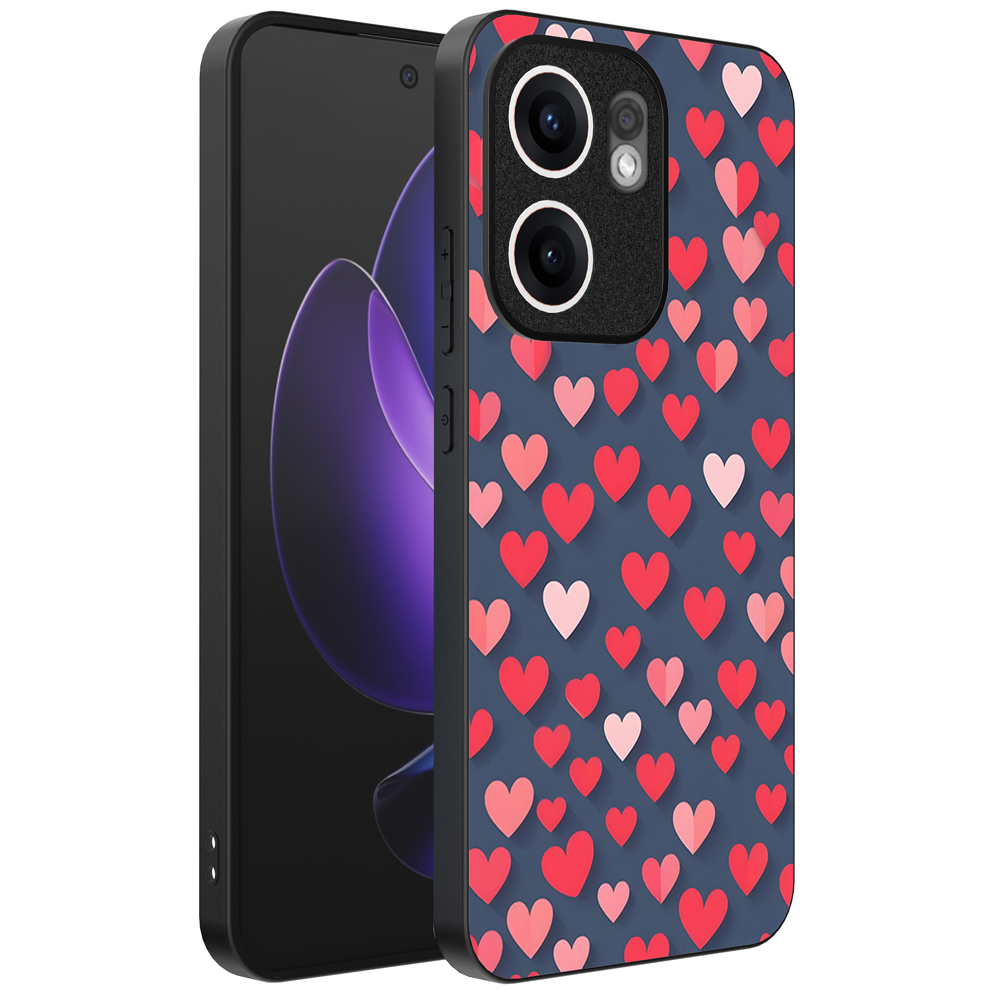 Oppo Reno 13F telefoonhoesje met hartjes opdruk klein (1)
