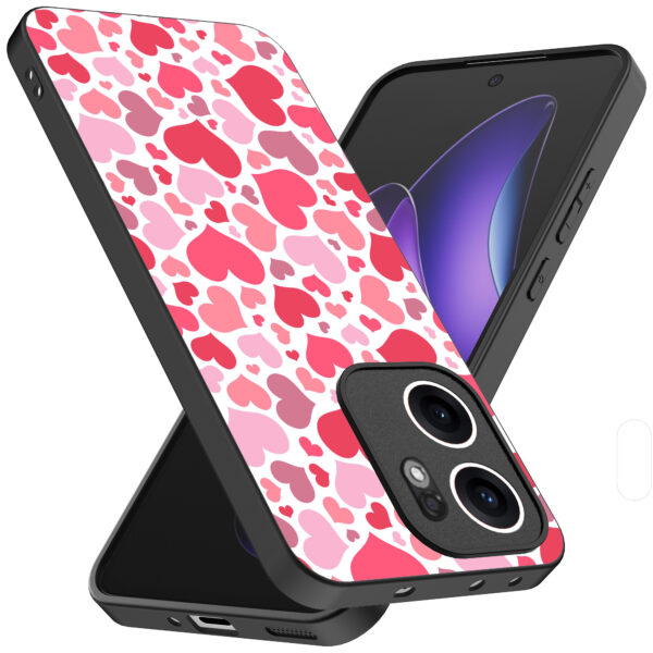 Oppo Reno 13F telefoonhoesje met hartjes opdruk transapant (2)