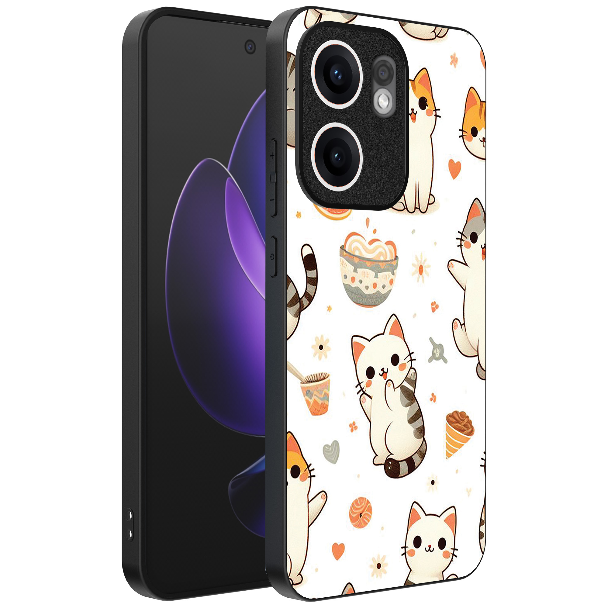 Oppo Reno 13F telefoonhoesje met katten opdruk (1)
