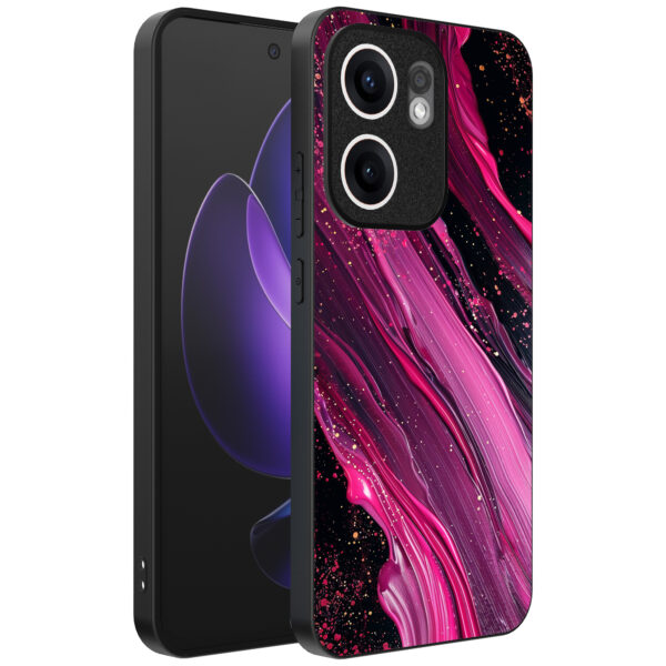 Oppo Reno 13F telefoonhoesje met paars roze marmer opdruk (1)