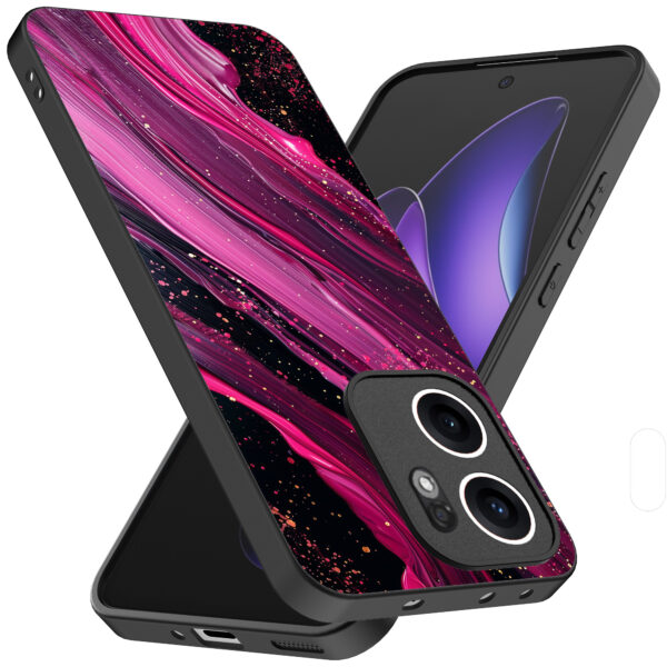 Oppo Reno 13F telefoonhoesje met paars roze marmer opdruk (2)