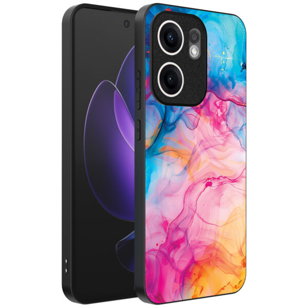 Oppo Reno 13F telefoonhoesje met regenboog acryl marmer opdruk (1)