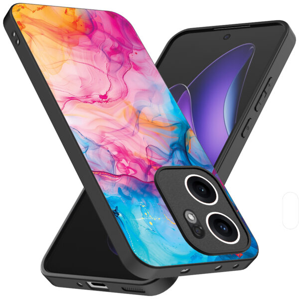 Oppo Reno 13F telefoonhoesje met regenboog acryl marmer opdruk (2)