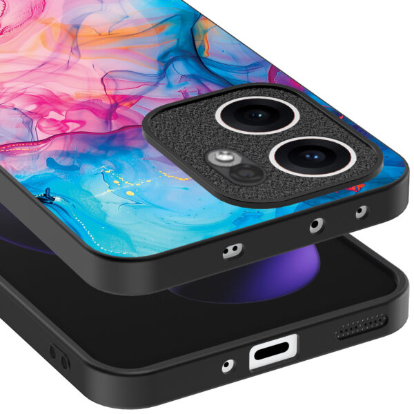 Oppo Reno 13F telefoonhoesje met regenboog acryl marmer opdruk (4)