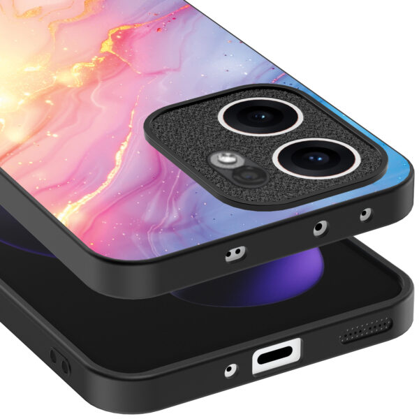 Oppo Reno 13F telefoonhoesje met regenboog glitter marmer opdruk (4)