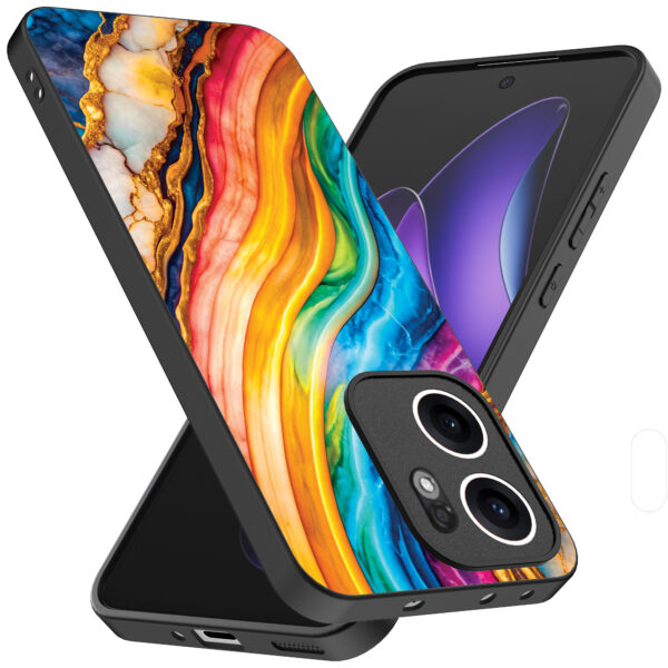 Oppo Reno 13F telefoonhoesje met regenboog goud marmer opdruk (2)
