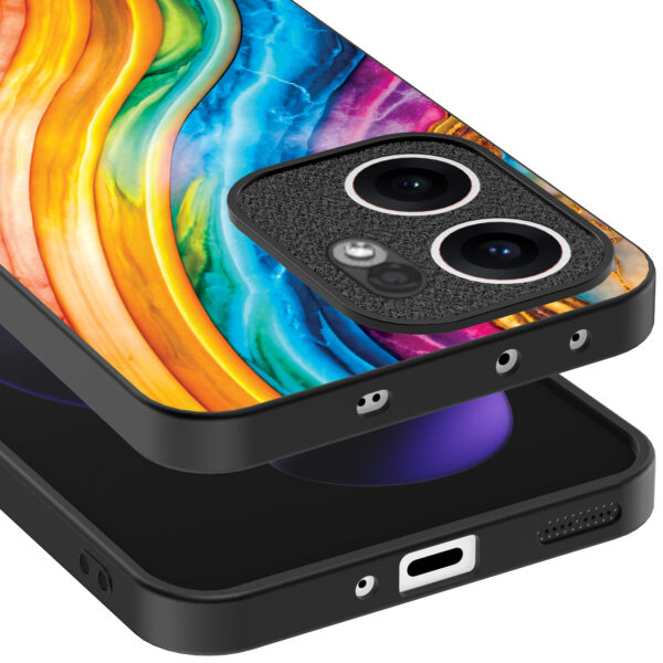 Oppo Reno 13F telefoonhoesje met regenboog goud marmer opdruk (4)