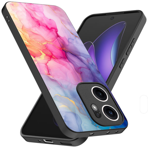 Oppo Reno 13F telefoonhoesje met regenboog marmer opdruk (2)