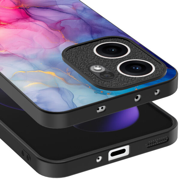 Oppo Reno 13F telefoonhoesje met regenboog marmer opdruk (4)