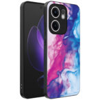 Oppo Reno 13F telefoonhoesje met roze blauw marmer opdruk (1)