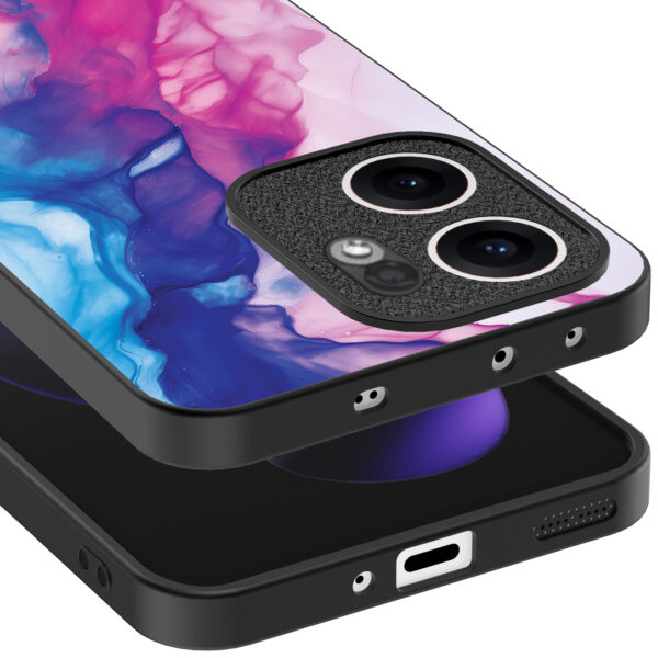 Oppo Reno 13F telefoonhoesje met roze blauw marmer opdruk (4)