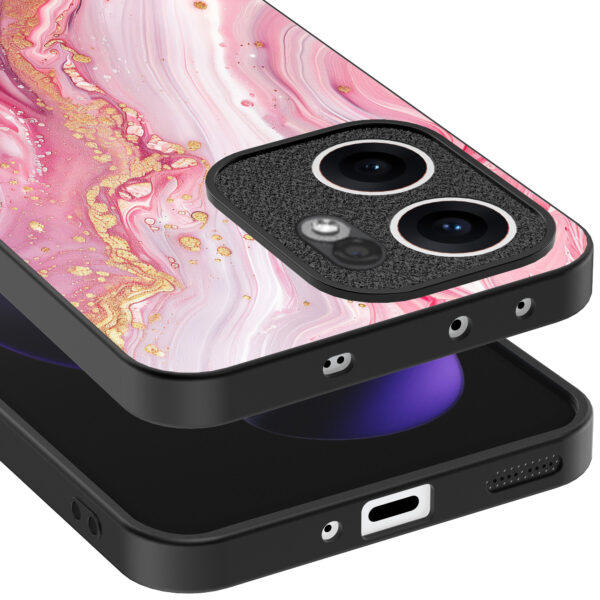 Oppo Reno 13F telefoonhoesje met roze marmer opdruk (3)