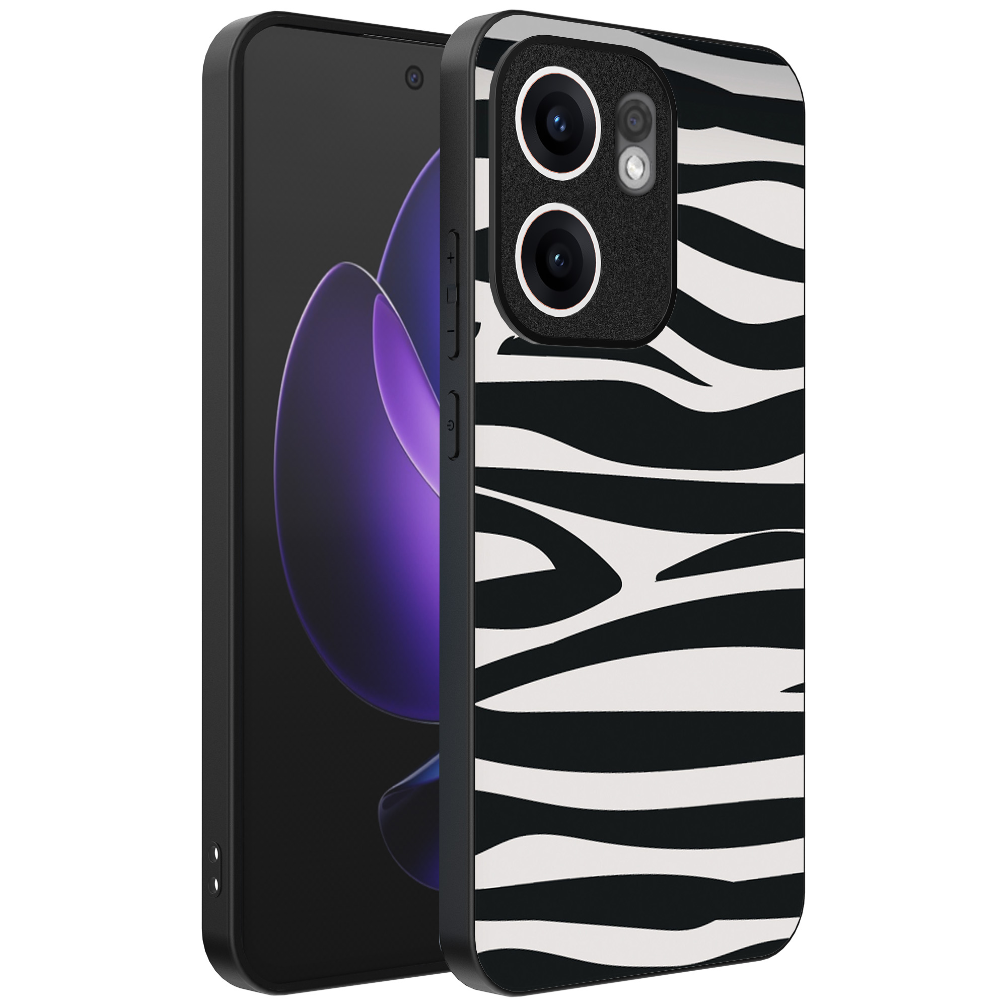 Oppo Reno 13F telefoonhoesje met zebra opdruk (1)