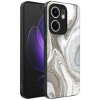 Oppo Reno 13F telefoonhoesje met zilver marmer opdruk (1)