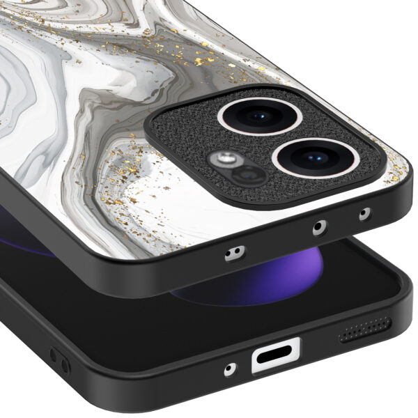 Oppo Reno 13F telefoonhoesje met zilver marmer opdruk (4)
