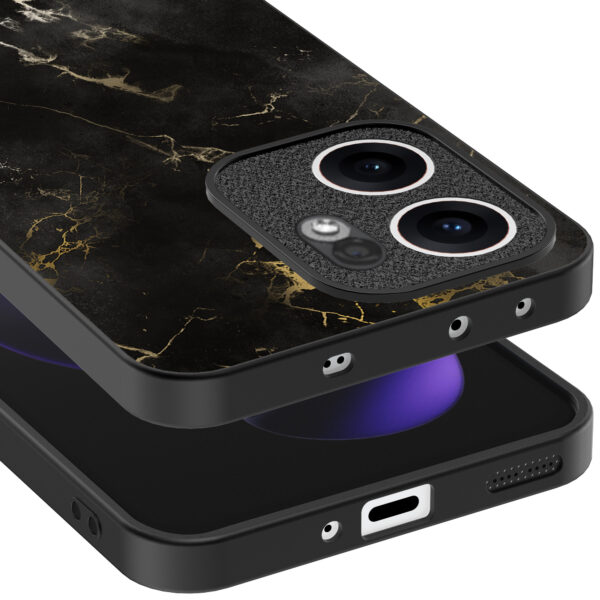 Oppo Reno 13F telefoonhoesje met zwart marmer opdruk (4)