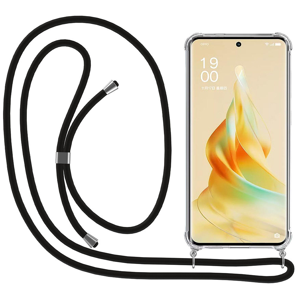 Oppo Reno 9-9 Pro transparant hoesje met koord en stootrand
