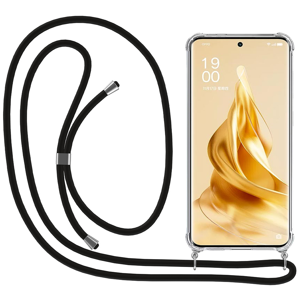 Oppo Reno 9 Pro Plus transparant hoesje met koord en stootrand