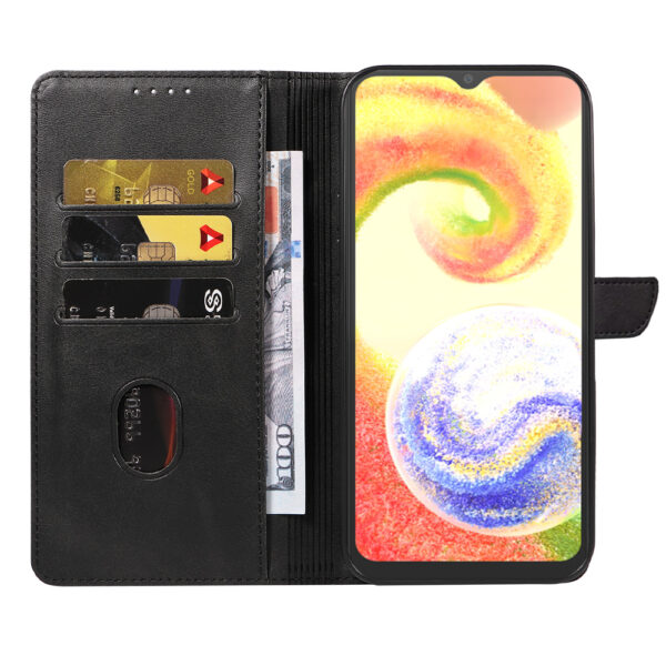 Samsung Galaxy A04 leren telefoonhoesje bookcase met pasjeshouder en magnetisch lipje (2)