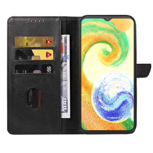 Samsung Galaxy A04s leren telefoonhoesje bookcase met pasjeshouder en magnetisch lipje (2)