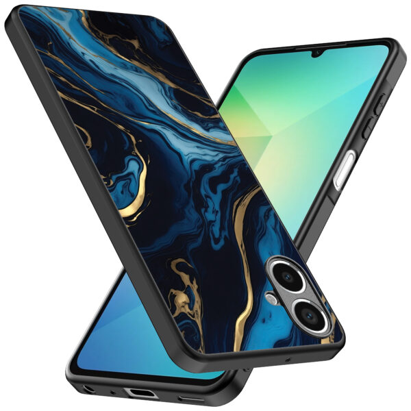 Samsung Galaxy A06 telefoonhoesje met blauw goud marmer opdruk (2)