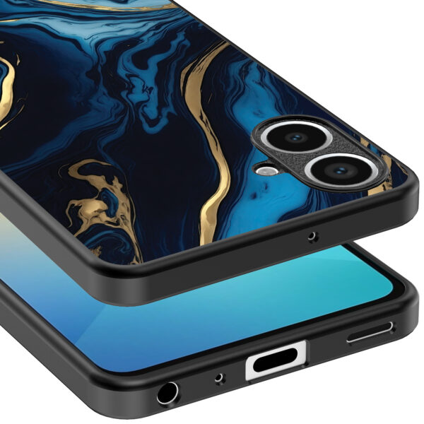 Samsung Galaxy A06 telefoonhoesje met blauw goud marmer opdruk (4)