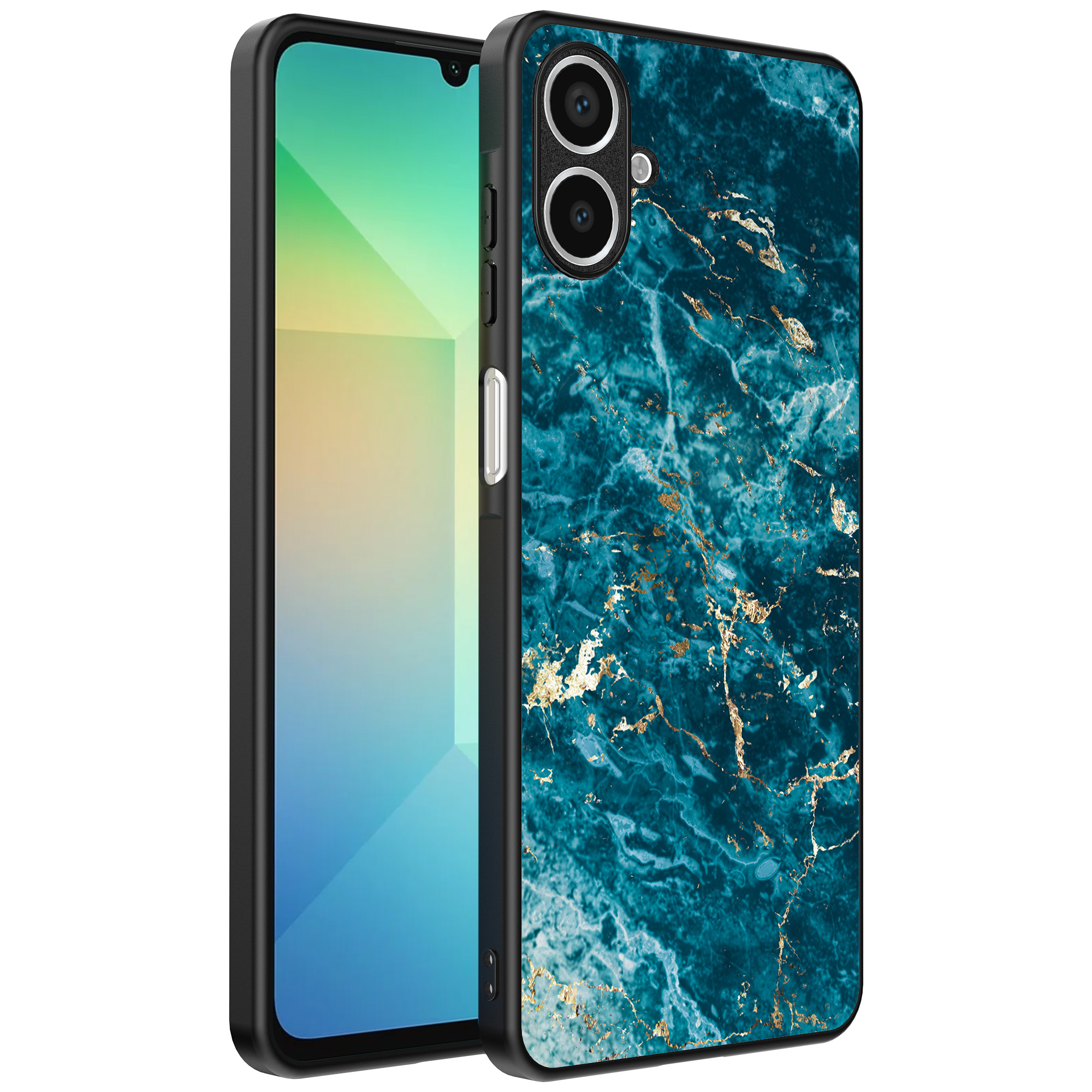 Samsung Galaxy A06 telefoonhoesje met blauw marmer opdruk (1)