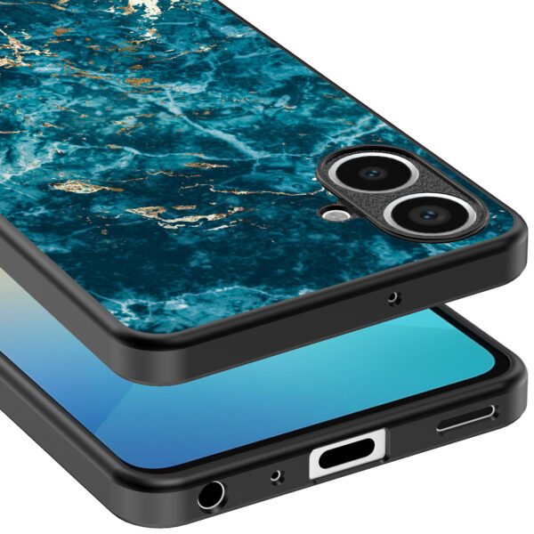 Samsung Galaxy A06 telefoonhoesje met blauw marmer opdruk (4)