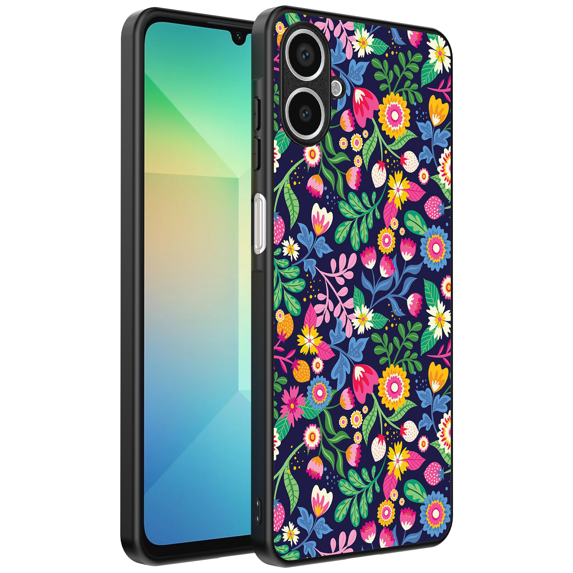 Samsung Galaxy A06 telefoonhoesje met bloemen opdruk (1)